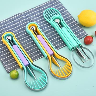 1pcs 3 In 1 Fruit Ball Digger Flesh Picker Open Watermelon Ball Digger Spoon Fruit Flesh Picker Tool Carving Knife Fruit Remover