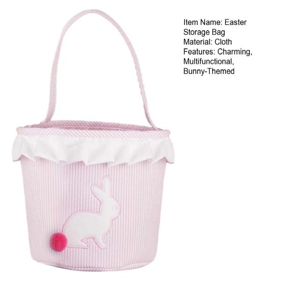 Ostern Aufbewahrungstasche Niedlicher Hasen-Eimer mit langen Ohren und Schwanz Handlich Weicher Stoff Süßigkeitenhalter für Feiertagspartys Picknicks Geschenkdekoration