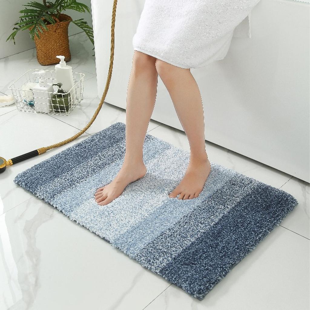 Bathroom Rugs Gradient Color Anti Slip Absorbent Polyester   Bath Floor Mat for Home Entrance Restrooms