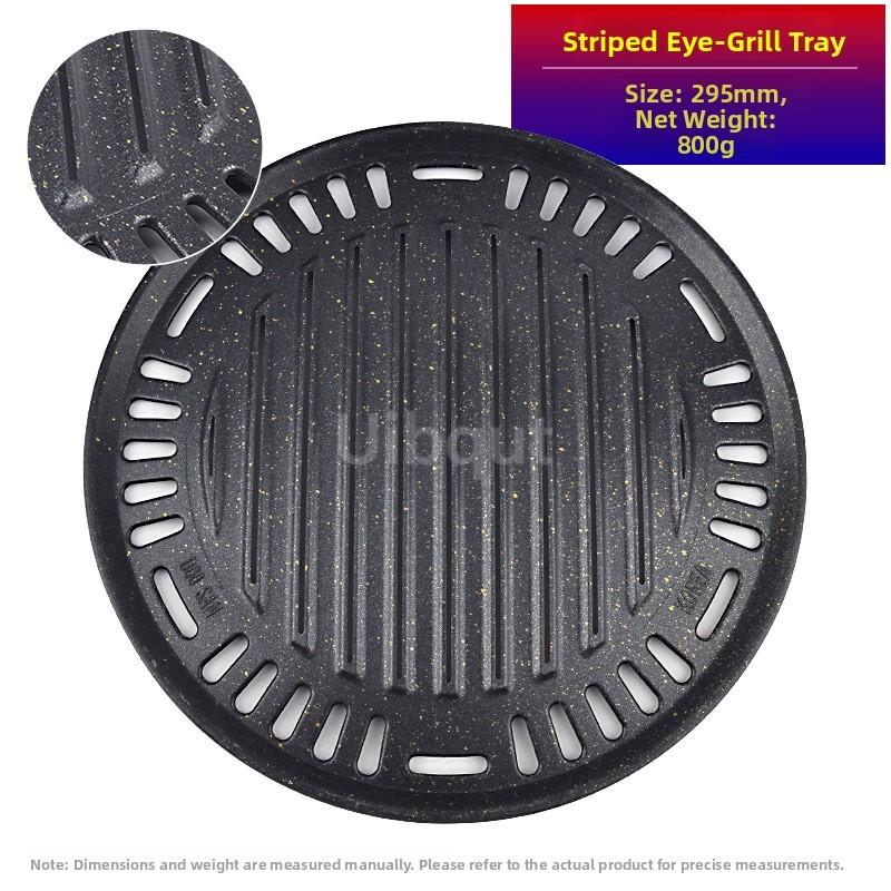 Stainl Steel Non-sti BBQ Net Tray Round Plate Pan Restaurant Round Fried Meat Korean Bbq Grill Grille Barbecue Korean Grill Pan