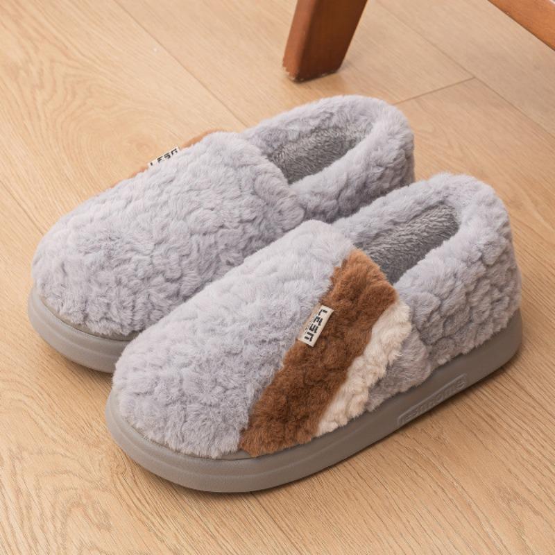 New thick-soled cotton slippers women's winter indoor home warmth non-slip plush slippers men's autumn and winter