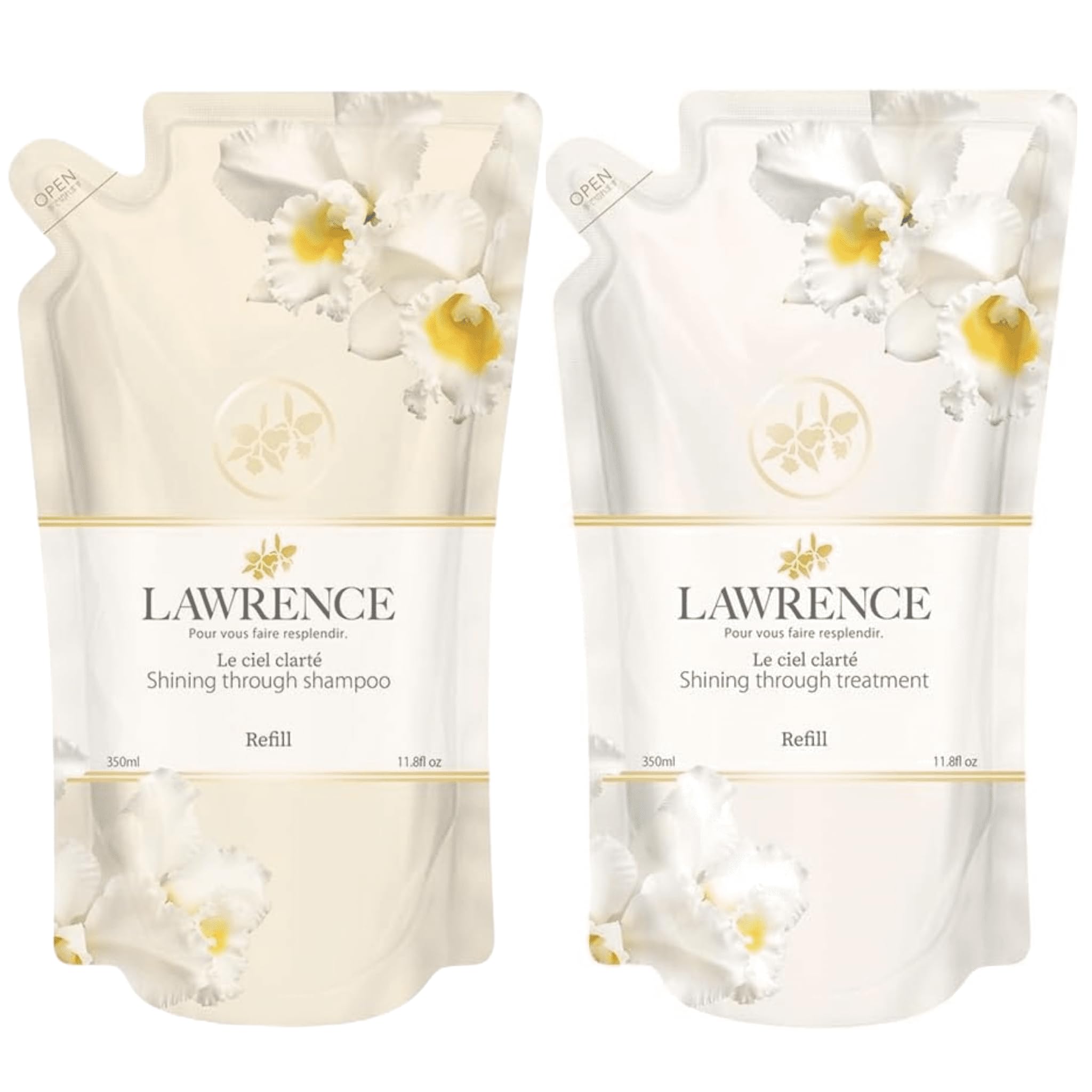 

Lawrence Le Cirque Refill Shining Through Shampoo 350ml Shining Through Treatment 350ml Refill (Moist Type) Set & белый