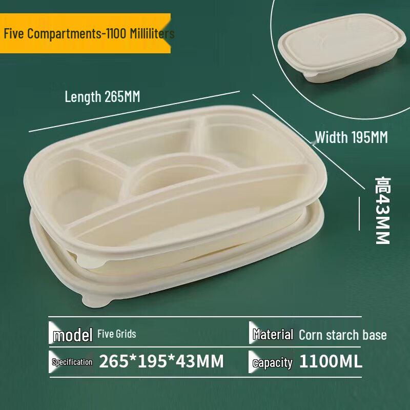 Saikeyou Biodegradable 5-Compartment Takeout Container