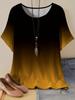 Fashion Women's T-Shirts 3D Gradient Print Tees Casual Short Sleeves Summer Oversized T-Shirt Streetwear Y2k Women's Clothing