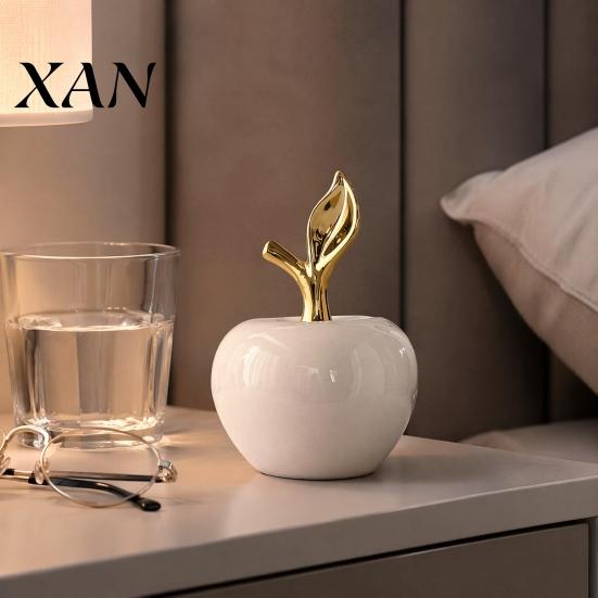 Manzanas Decorativas de Resina Adornos Figura con Hoja, Adorno de Fruta Minimalista, Pantallas Creativas para Mesa de Entrada Artesanía Arte Escritorio Oficina