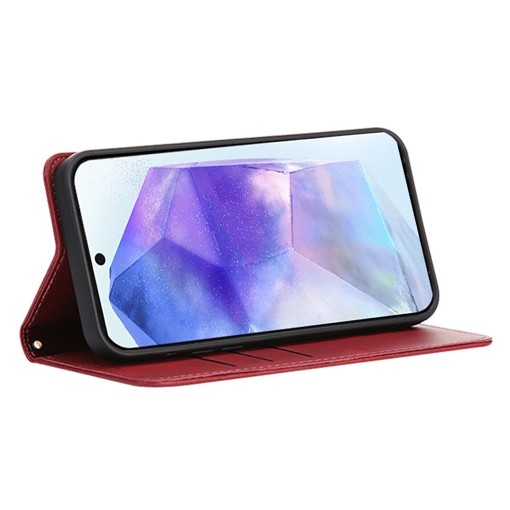 Für Samsung Galaxy A15 4G/5G Hülle Brieftasche Kalbsleder Textur Leder Handyhülle mit verdecktem Magnetverschluss