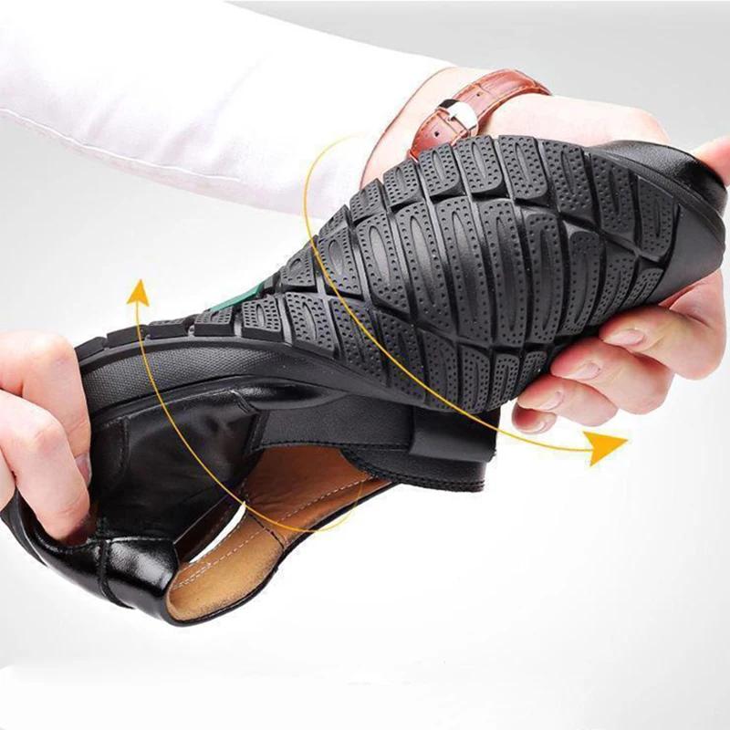 Herresko i lær Business Casual Kunstig PU Slitesterk Enkelsko Myk Såle Sklisikker Sommer Herresandaler