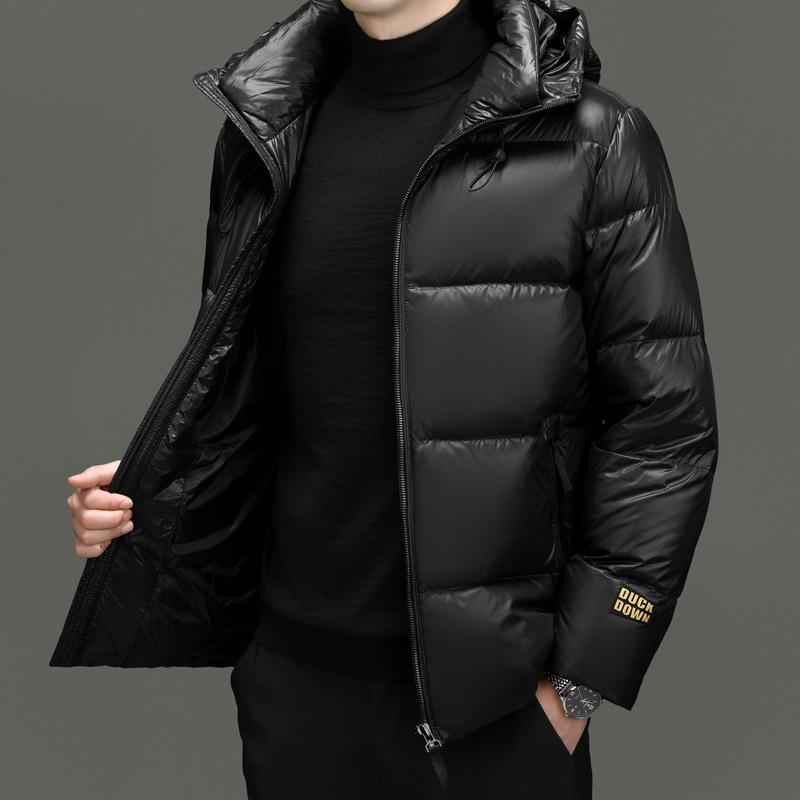 

2025 Winter Men s Thick Hooded 90% Duck Down Jacket - Warm Outerwear Q28836. Extra Large XL/180 чорний
