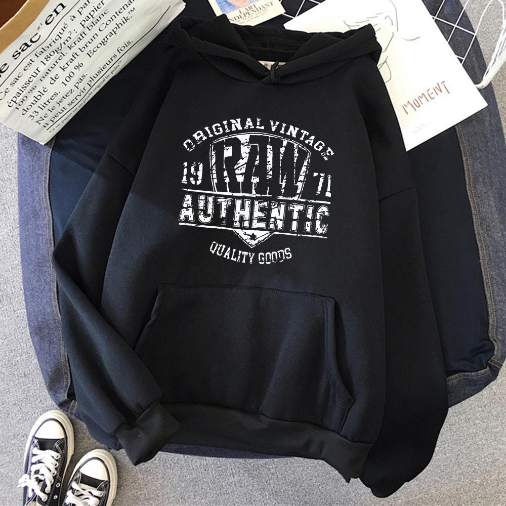 

Original Vintage 1971 Raw Ahthentic Hoody Women Crewneck Hip Hop Sweatshirt Autumn Casual Clothing Female Fleece Loose Hoodie 3XL