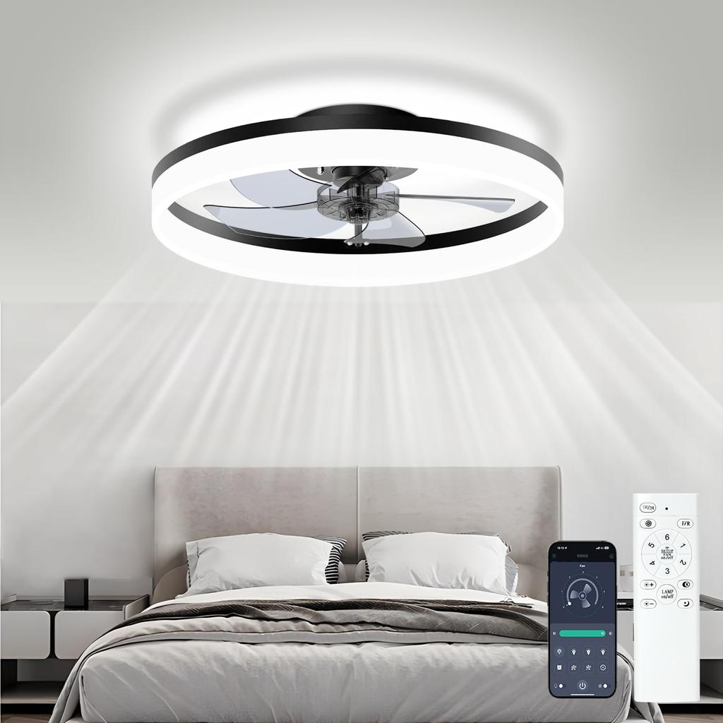 50CM Ceiling Fan Light Acrylic Silent Ceiling Fan with Remote Control Unlimited Dimming 6-speed Adjustment Living Room Fan Lamp