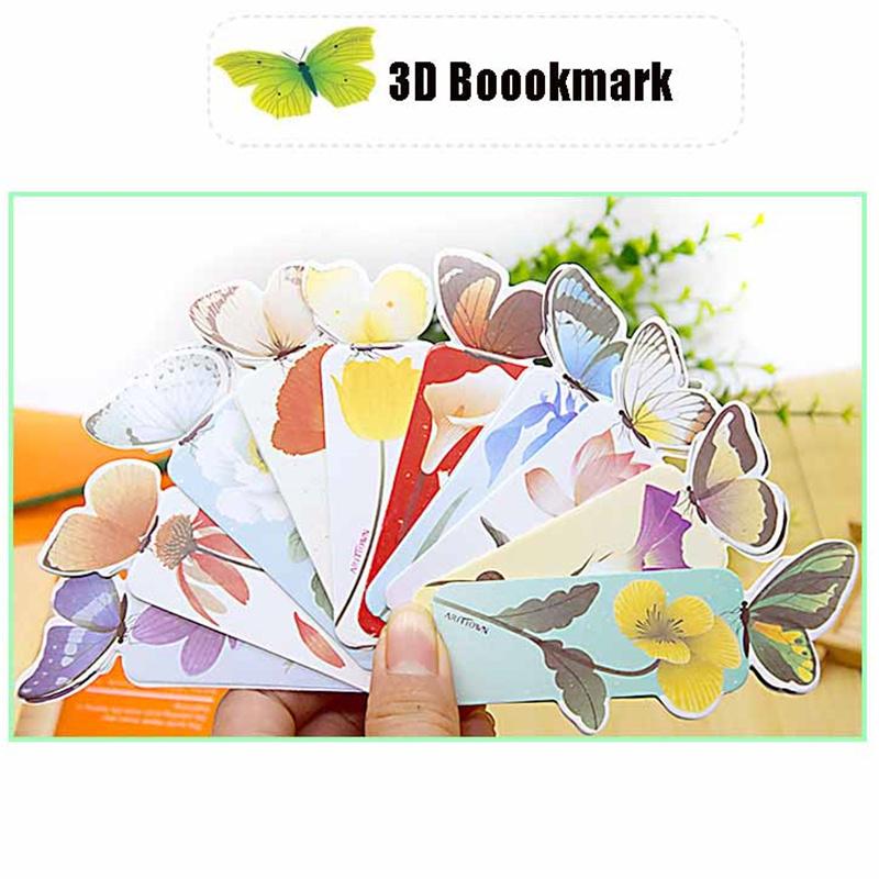 3pcs Cute Cartoon 3D Butterfly Bookmarks Creative Stationery Paper Animal Bookmarks Gift School Office Reading Supplies