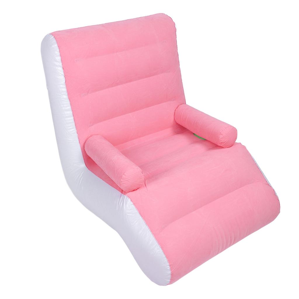 Inflatable Sofa Ergonomic S Shaped Portable Soft Flocking   Blow Up Couch for Home Travel  