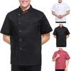 Şef Üst ​​Yama Cep Tek göğüslü Stand Yaka Düğmeler Kısa Kollu Catering Restoran Unisex Artı Boyutu Şef Üniforma Pişirme Kıyafetleri