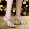 Modne Letnie Sandały na Wysokim Obcasie 2025 Nowe Damskie Bohema Diamentowe Klamry Szpilki Eleganckie Modne Rzymskie Buty Plażowe