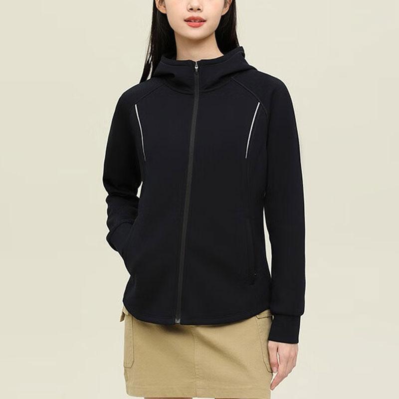 Anta Běžecká série Barevná větrovka s kapucí Slim fit Outdoorová sportovní bunda Dámská bunda Základní černá 962415701-3