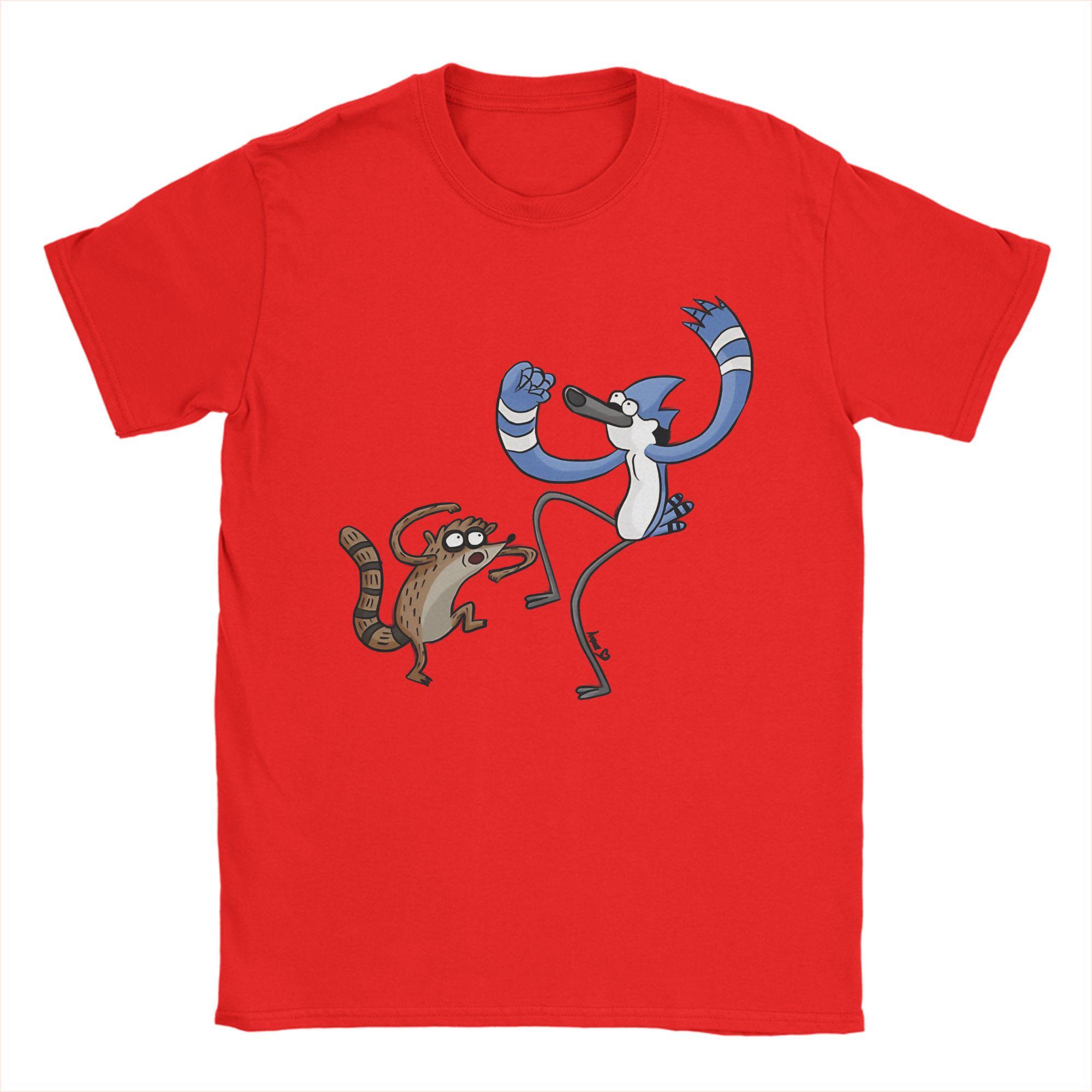 Rigby And Mordecai T Shirt Men 100 Cotton Vintage TShirt Crew Neck  Tees Short Sleeve Clothing Gift Idea S