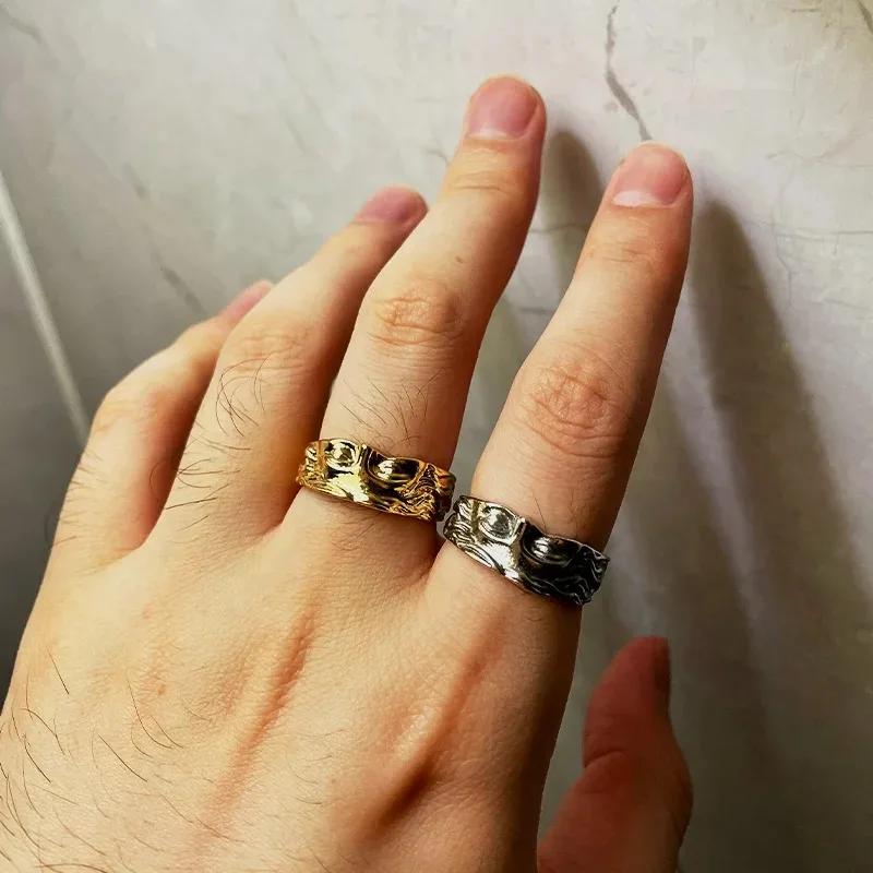 Hot Sale Half Face Retro Fashion Ring for Men Women Greek Mythology Vintage Punk Gothic Art Open Ring Unisex Accessories Jewelry