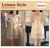 2026 Summer Women's Cloud Cotton Pajama Set with Built-in Bra, Princess Style Camisole, Sweet Home Wear