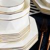 LISM 28-Piece Octagonal Ceramic Dinnerware Set with Gold Rim