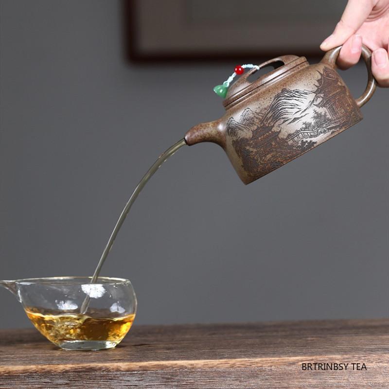 Chinese Tradition Yixing Purple Clay Teapot Handmade Landscape Tea Pot Large Capacity Kettle Household Zisha Teaware 500ml