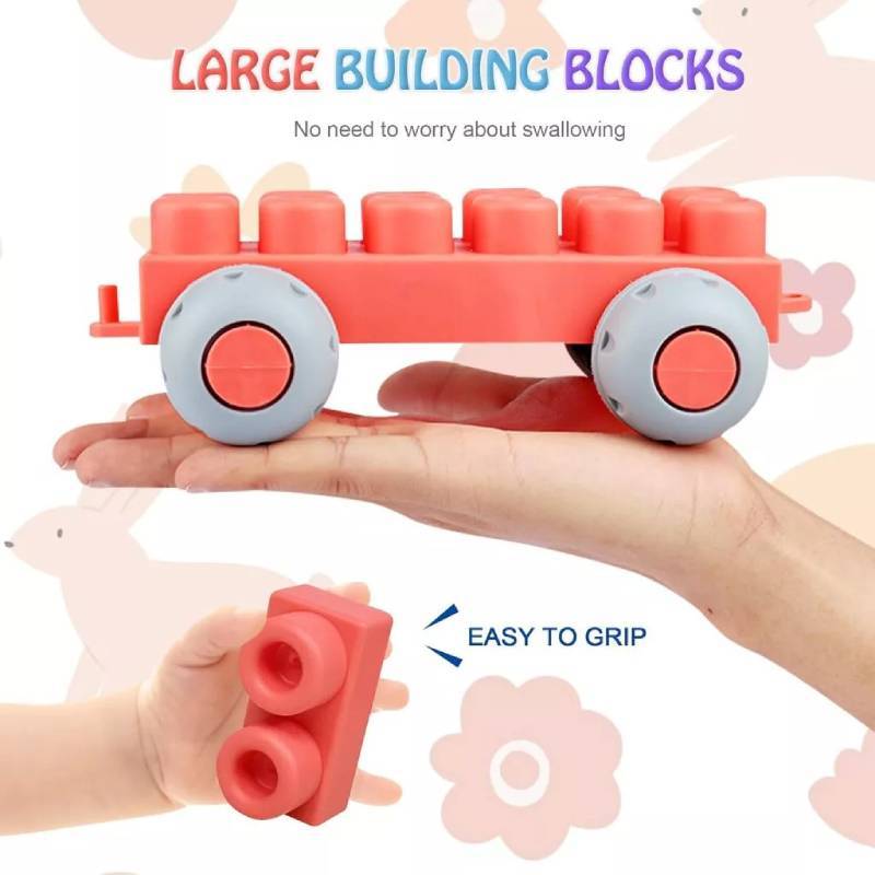Weiches Silikon-Baustein-Set für Kinder mit Zugaufsatz für kreatives Spielen und sensorische Entwicklung