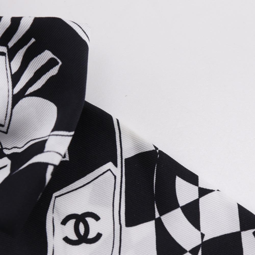 CHANEL ribbon scrunchie Other accessories COCO Mark Black / white silk ribbon Women Used