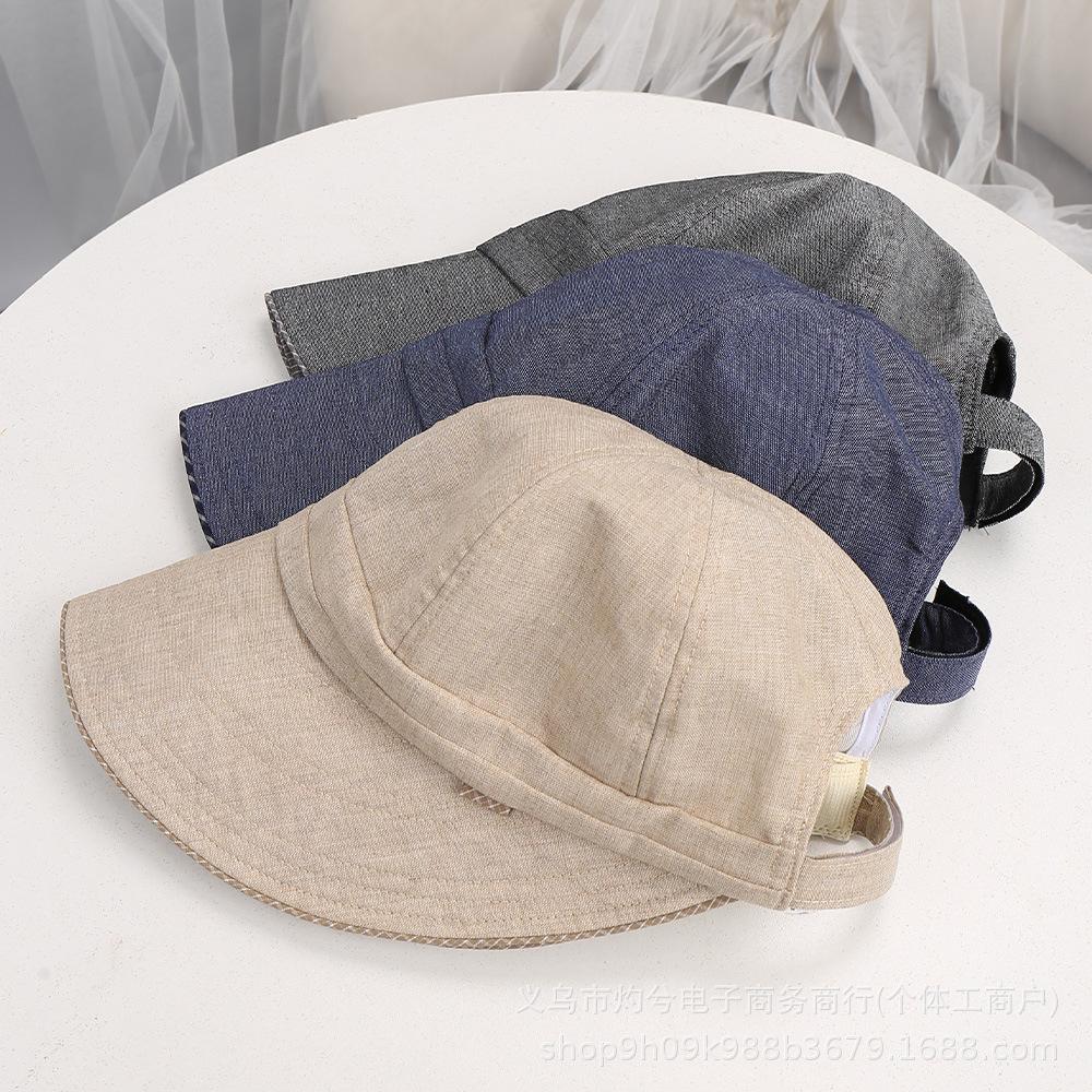 New simple spring and summer bucket hat can tie ponytail sun hat outdoor casual versatile sunshade sun protection cap