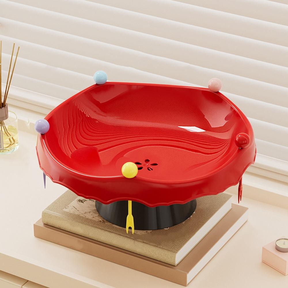 Draining Fruit Water-Filtering Bowl 360° Rotating Snack Storage Plate  Tea Table