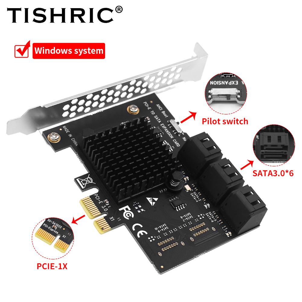 PCIE Sata 1X To 2/6/10/16 Ports SATA3.0 PCI-E Expansion Card Adapter PCI Express Multiplier PCIE3.0 Sata Controller Add On Cards