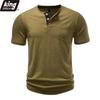 Men's Heathered Slub Cotton Henley T-Shirt - 3-Button Contrast Placket Chest Pocket Crew Neck Casual Slim Fit Daily Tops In Multiple Solid Colors