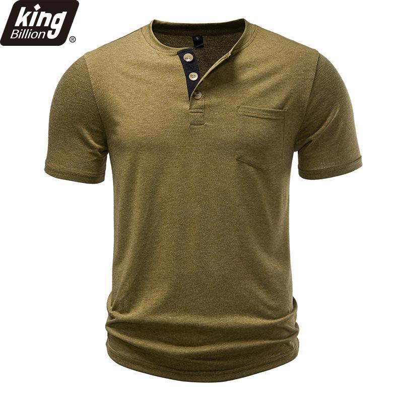 Men's Heathered Slub Cotton Henley T-Shirt - 3-Button Contrast Placket Chest Pocket Crew Neck Casual Slim Fit Daily Tops In Multiple Solid Colors