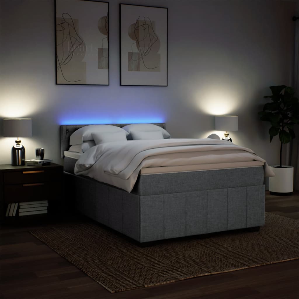 Vidaxl Letto Continentale Con Materasso, Grigio Chiaro 140X200 Cm, Tessuto