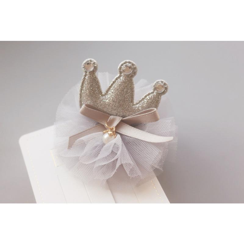 Princess Children Girl Hairpin Vintage 3D Crown Mesh Hair Clip for Kid Girl Birthday Party Decroative Hair Clip Gift