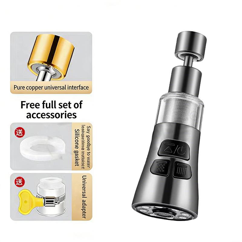 3-Mode Kitchen Faucet Extender Universal Rotatable Home Water Purification Filter Scrubbing Splash-Proof Nozzle Adapter