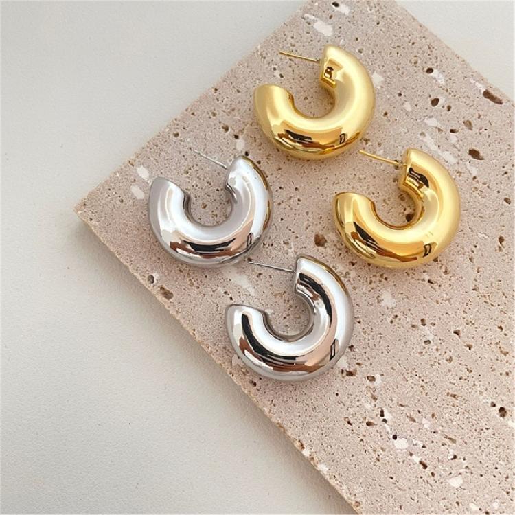 Temperament Hoop Earrings Elegant C-shape Drop Pendant Earring Statement Jewelry