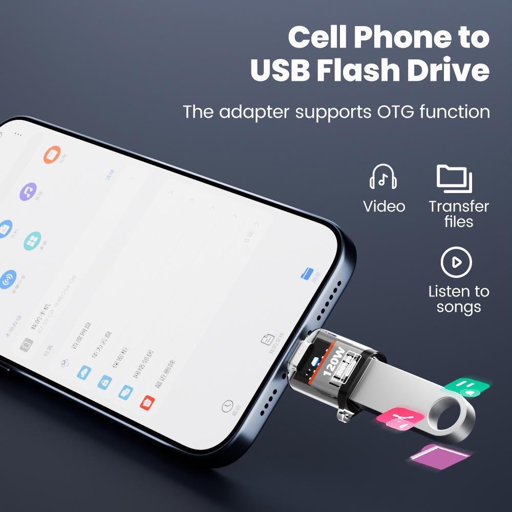 Type C Adapter USB 3.2 To Type C Converter 120W 10GB High Speed Data Audio Transfer For iPhone For MacBook For iPad For Huawei