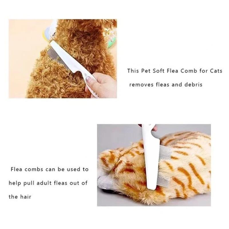 Pet Tear Stain Flea Comb Fine Tooth Stainless Steel Grooming Comb For Dogs Cats Eye Face Hair Debris Removal