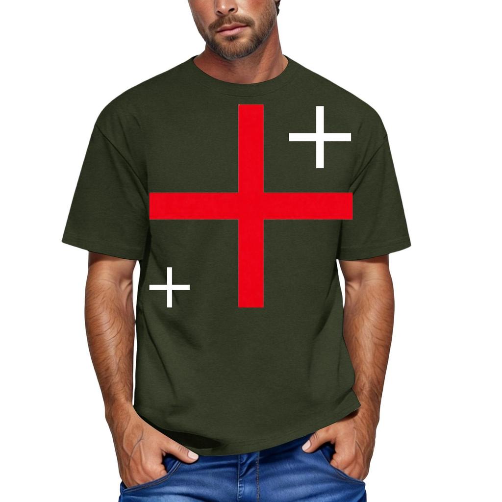 Men's Casual Short Sleeve Crew Neck T Shirt with England Inspired Graphic Print Comfortable Fit Lightweight Fabric Suitable for Everyday Wear