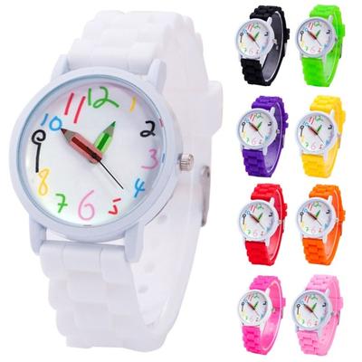 Mode Kinder Kinder arabische Ziffern Bleistift Analoganzeige Quarz-Armbanduhr