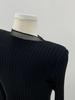 Chic Sheer Knit Top for Women – Long Sleeve, Half Neck, Ribbed Slim Fit, Office, Casual, Date Wear
