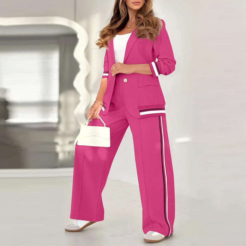 Women's Long Coat And Wide-leg Pants Suit Business Casual Two-piece Suit