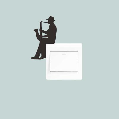 Silhouette Playing The Saxophone Bedroom and Living Room Switch Stickers Home Beautification and Decoration Wall Stickers