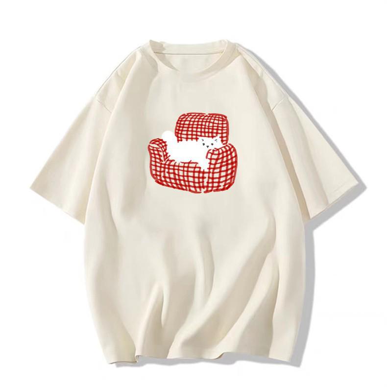 Women's Fashionable Pure Cotton Short-Sleeve T-Shirt - New Summer Niche Design, American High-Street Loose Fit