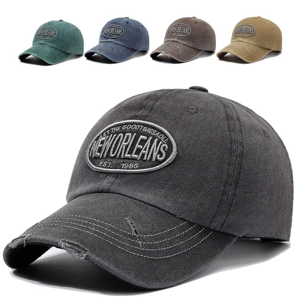 Letter NEWORLEANS Distressed Faded Cap Broken Hole Sunscreen Hats  For Man Women Outdoor Sports