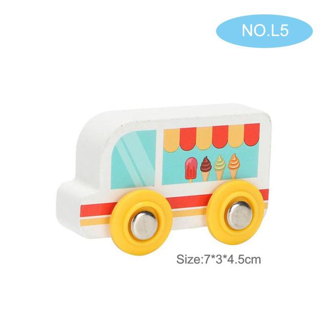 Small Wooden Scene Car Toys Magnetic Train Toy Truck Fit All Kinds Wooden Railway Train Track Children Gifts