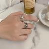 Trendy Korean Fashion Hollow Design Double Layer Ring Adjustable For Occasions All