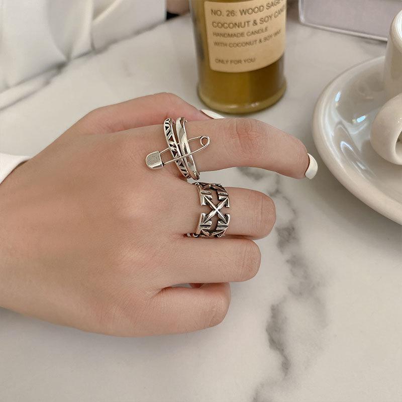 Trendy Korean Fashion Hollow Design Double Layer Ring Adjustable For Occasions All