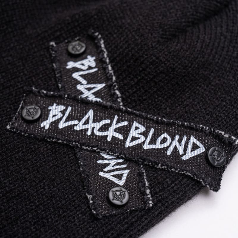 BLACKBLOND Ręcznie szyta czapka beanie z logo graffiti BBD (czarny)