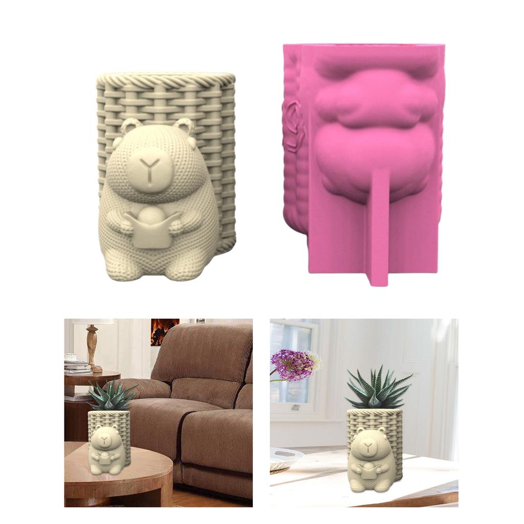 Creative Silicone Planter Mould Capybara Shape Silicone Texture for Making Unique Concrete Vases and Desk Pen Holders