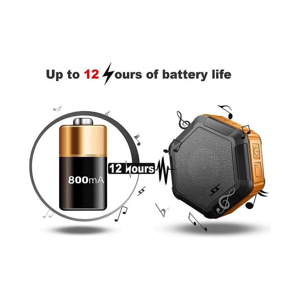 Tragbarer Mini-Lautsprecher - Bluetooth-Duschlautsprecher mit Haken - Wasserdichter Bluetooth-Lautsprecher 12 Stunden Wiedergabezeit für Strand, Pool, Zuhause, Party, Orange